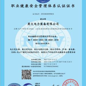 職業(yè)健康安全管理體系認證證書